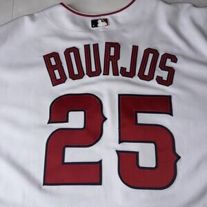 Vtg Peter Bourjos Los Angeles angels jersey Men Sz 56 3XL White #25 MLB Baseball